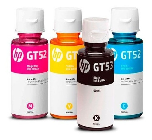 Kit Tinta Hp Gt52 Original Negro Cian Magenta Amarillo