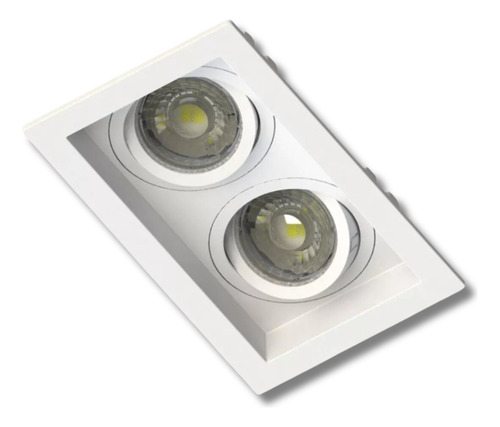 Kit 30x Spot Embutir Recuado Save Energy 2 Dicroica Duplo Estrutura Branco