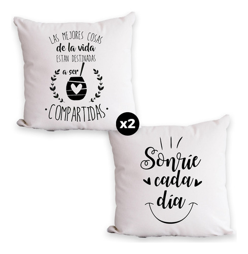 Almohadones Decorativos 40x40 Frases Motivación Pack 2 Unid