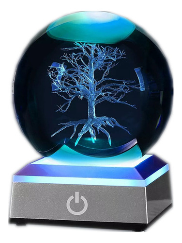 Bola De Cristal 3d Del Árbol De La Vida Con Luz Led Colorida