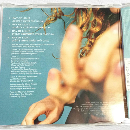Madonna / Ray Of Light Cd Maxi Single 1998cd2 4 Tracks (Usado)