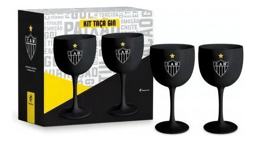 Taça Gin Atlético Mineiro 2 Unidades Brasfoot Presente Cor Preto