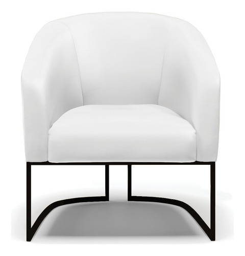 Poltrona Stella Corino Base Metálica Industrial Preto Cor Branco