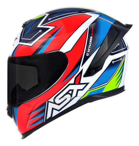 Capacete Asx Eagle Racing Attacker Azul Brilho+ Viseira Fumê Tamanho do capacete 54 / XS