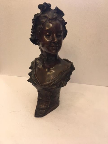 Busto Dama Con Cofia Bronce Firmada Vander Straeten