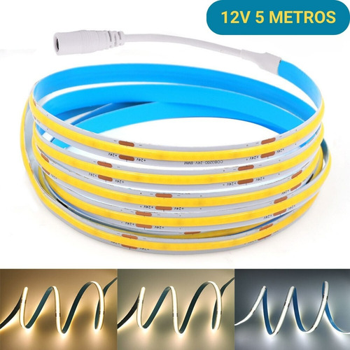 Kit 6 Fita Led Cob 12w/m 24v Irc90 1200lumens/m Rolo Com 10m