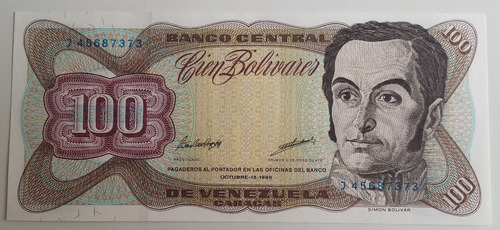 Imagen 1 de 2 de Billete Venezuela 100 Bolívares Octubre 13 1998 J8 Unc