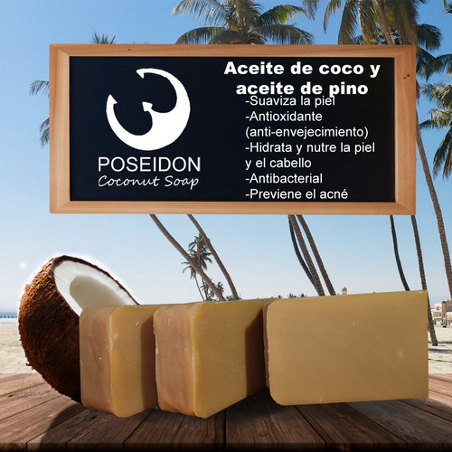 Jabón Artesanal De Coco Y Aceite De Pino Poseidon