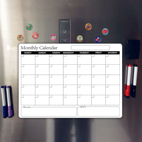 Calendario De Nevera Con Pizarra Magnética Regrabable