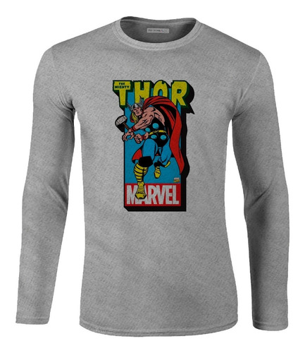 Camiseta Manga Larga Thor Avengers Comic Hombre Ikl  