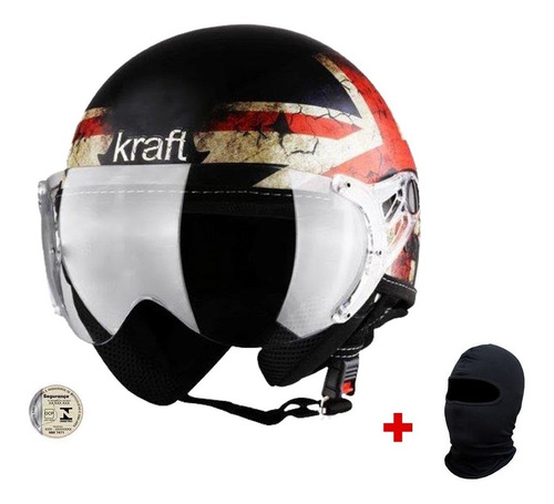 Capacete Kraft Plus Inglaterra Preto P 56 - Custom Harley