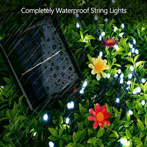 Imagen 6 de 10 de Luces De Navidad Guirnalda Solar Deco 100 Led Panel 10 Mts