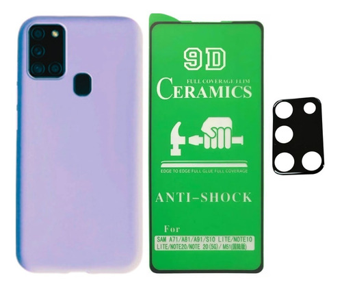 Silicone Case + Cerámica + V Cámara Para Samsung Galaxy A21s