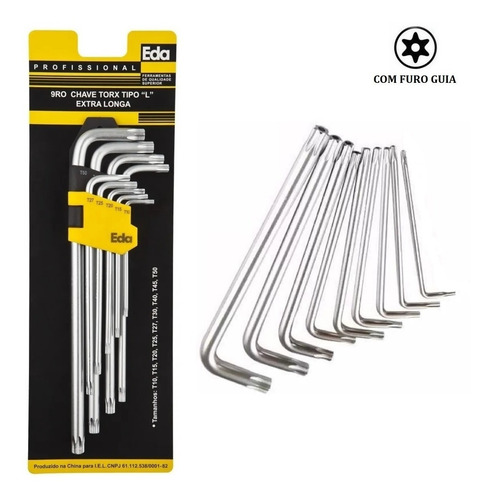 Imagem 8 de 8 de Kit Jg De Chave Allen Longa 9pc + Jg De Chave Torx Longa 9pc