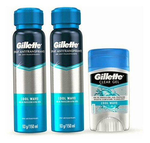 Gillette Antitranspirante En Spray Cool Wave, 2 Unidades De