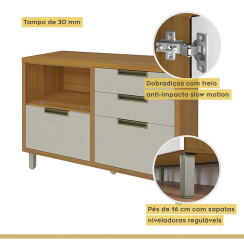 Nesher cozinha modulada Mdf 6 peças Nesher Imperatriz marrom off white