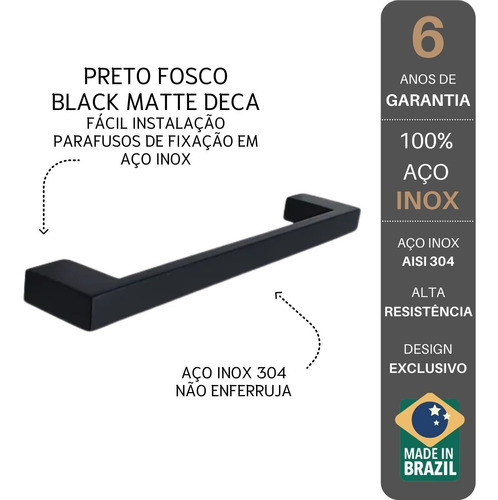 Toalheiro De Parede Guriri 30cm Aço Inox Preto