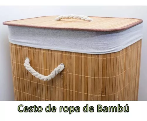 Cesto De Ropa Bambú 72l Funda Incluida Ecologico Reforzado - Abete