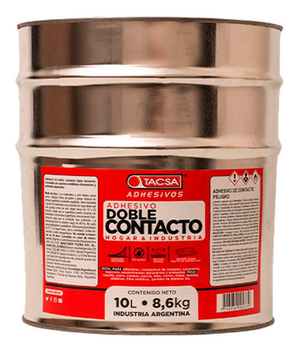 Cemento De Contacto Tacsa Adhesivo Hogar Industria X10 Ltrs. Color Marrón claroPegamento Adhesivo De Contacto Tacsa Cemento de Contacto color marrón claro