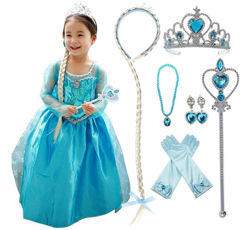 Disfraz Talla 130 Para 5-6 Años Para Niña Princesa Elsa