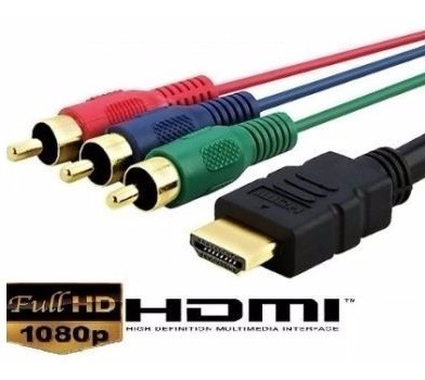 Cable Enchapado En Oro Hdmi A 3 Rca Video Componente 1m Gear