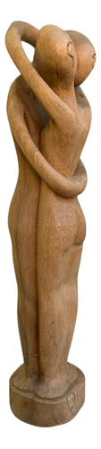 Estatua Artesanal De Pareja Madera Oriental Hecha A Mano 