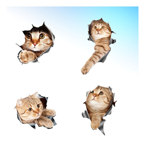 4pcs 3d Gato Coche Pegatinas De Dibujos Animados Ventana Peg