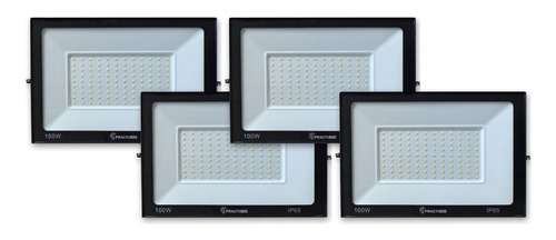 Imagen 1 de 10 de Pack 4 Reflectores Led 100w Alta Potencia Blanco Cálido