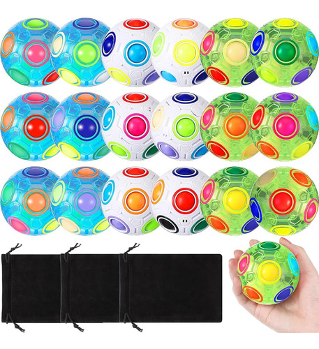 Lenwen 18 Pack Rainbow Puzzle Ball Magic Rainbow Ball Con 3 