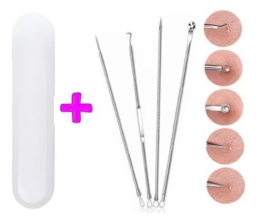 Set X4 Extractor Puntos Negros Comedones Granos Anti Acné