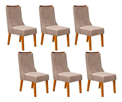 Cadeira Sala De Jantar Jade Kit 6 Un Freijó/veludo Kraft