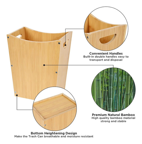 Basurero De BambĂș Para Cocina Con Asas Integradas, Cubos De