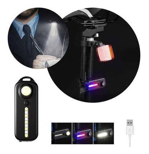 Luz Led Bicicleta Recargable Usb 5 Efectos Delantera Trasera