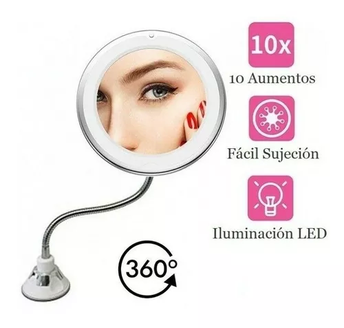 ESPEJO DE AUMENTO LED CON BRAZO FLEXIBLE Y VENTOSA