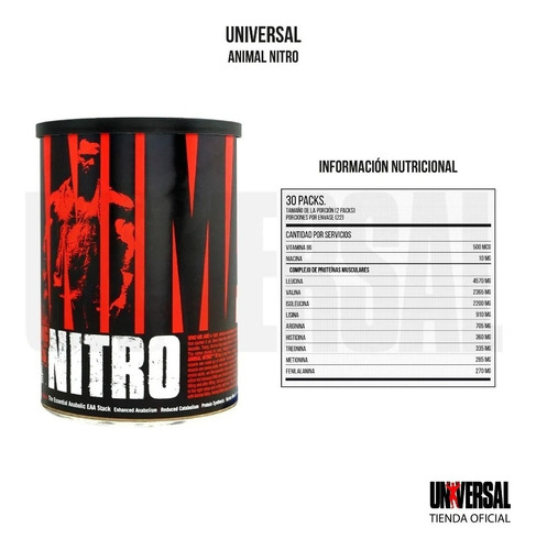 Aminoacidos Universal Animal Nitro 30 Packs Vitamina B6 | Envío gratis Aminoacidos Universal Animal Nitro 30 Packs Vitamina B6 | Envío gratis