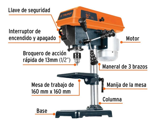 Taladro Banco De Piso 8 Perforaciones Verticales 1/2