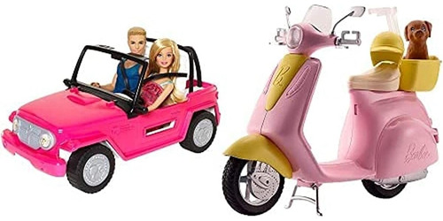 Coche De Playa Y Moto Para Muñeco Ken Y Muñeca Barbie