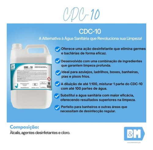 Desinfetante Cdc 10 Spartan 5l Elimina Vírus E Bactérias