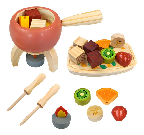 Brinquedo Cozinhar Comidinha Madeira Kit Fondue Acessórios