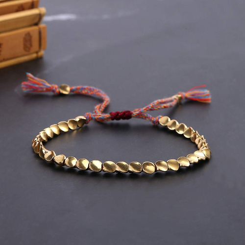 Pulsera De Cuentas De Cobre Tibetano Hecha A Mano Pulsera
