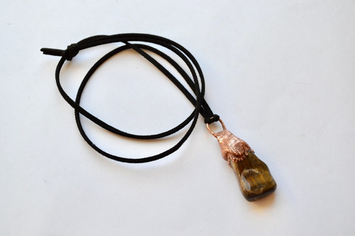 Imagen 2 de 4 de Collar Ojo De Tigre Y Cobre, Piedra Semipreciosa Natural