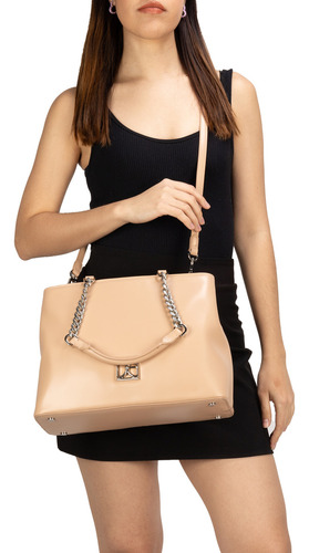Bolsa Satchel Cloe Izisyla Mediano Color Marrón claro