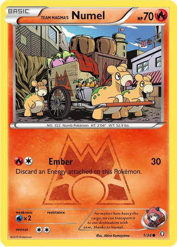 Pokemon Team Magma Numel 1/34 Reverse Xy Double Crisis Rival