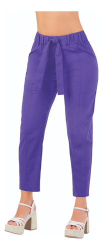 Pantalón Casual Dama Morado Cintura Elástica 903-44