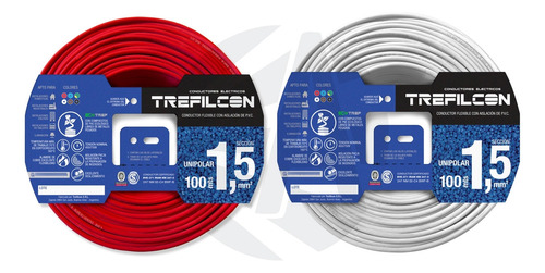 Cable Trefilcon 1.5mm Pack X2 Rollos 100 Mts Rojo+blanco Ea
