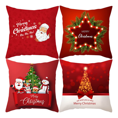 Funda De Almohada De Decoración Navideña De La Serie 4 Pieza