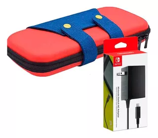 Pack Estuche Para Nintendo Switch Y Oled Mario R/a+ Cargador