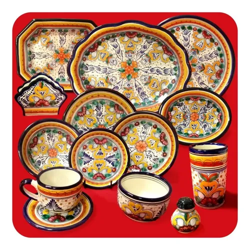 Vajilla De Talavera Poblana P 6 Personas Mod. Caba as Vjl