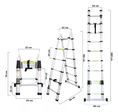 ESCALERA TELESCOPICA 13 ESCALONES ALUMINIO KECOMPRAS ESCALERA TELESCÓPICA