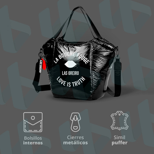 Cartera Las Oreiro Original Mujer Dama Tendencia Juvenil Tela Puffer Acolchada Liviana Con Correa